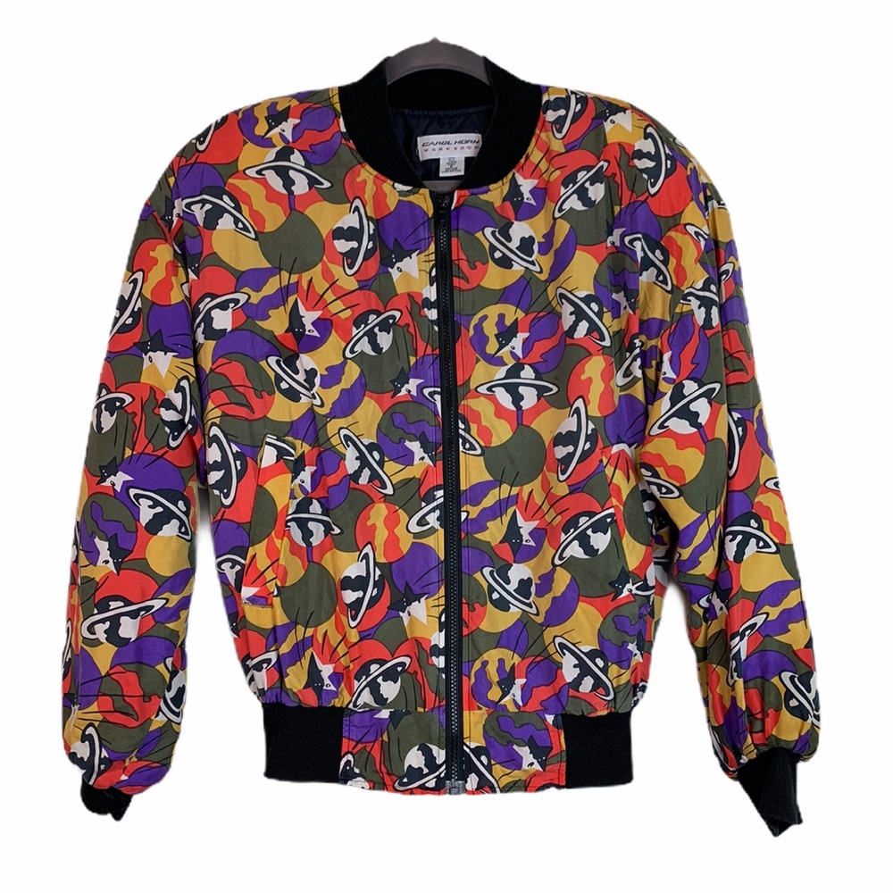 Vintage Carol Horn Workshop Silk Bomber Jacket